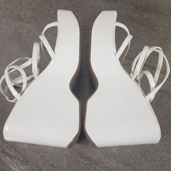 Wild Pair Merina Strappy Sandals Platform Wedge White Patent 10 M Chunky Shoes - Picture 4 of 14